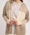 Cardigan Rayado Color Block Beige Melange