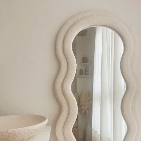 Espejo de pie con marco de ondas velvet - 60x160cm Beige