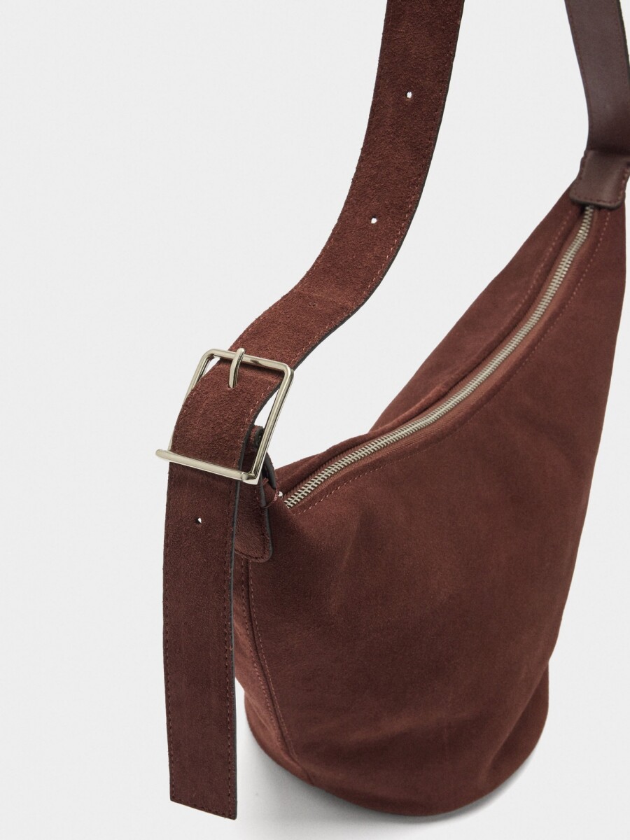 Bolso Bandolera De Piel Lisa burdeos