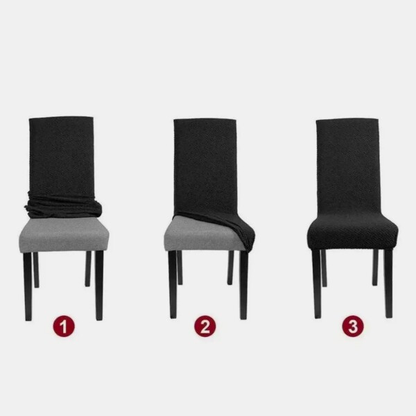 Funda Para Silla Comedor Cubre Asiento Elastizada Y Lavable Variante Color Negro Grisáceo