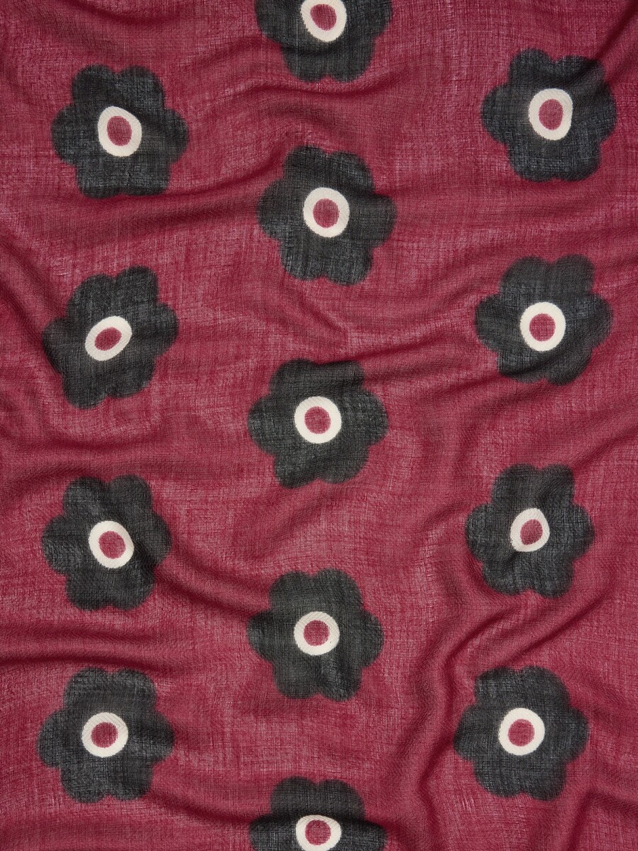 Pañuelo Estampado Floral Con Lana rojo