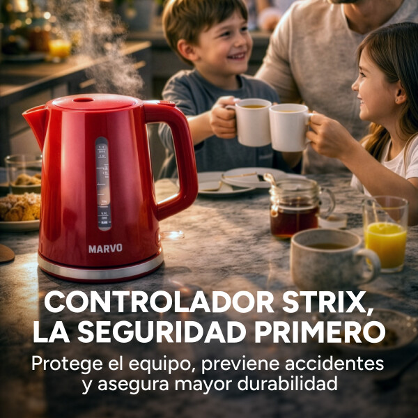 Jarra Electrica Marvo 1.7 Litros Corte Automatico Hervidor Variante Color Rojo