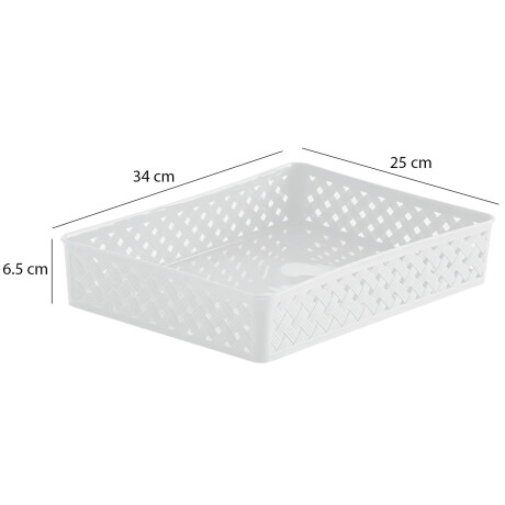 Pack X3 Cestos Organizadores Bandejas Símil Rattan Plástico Blanco