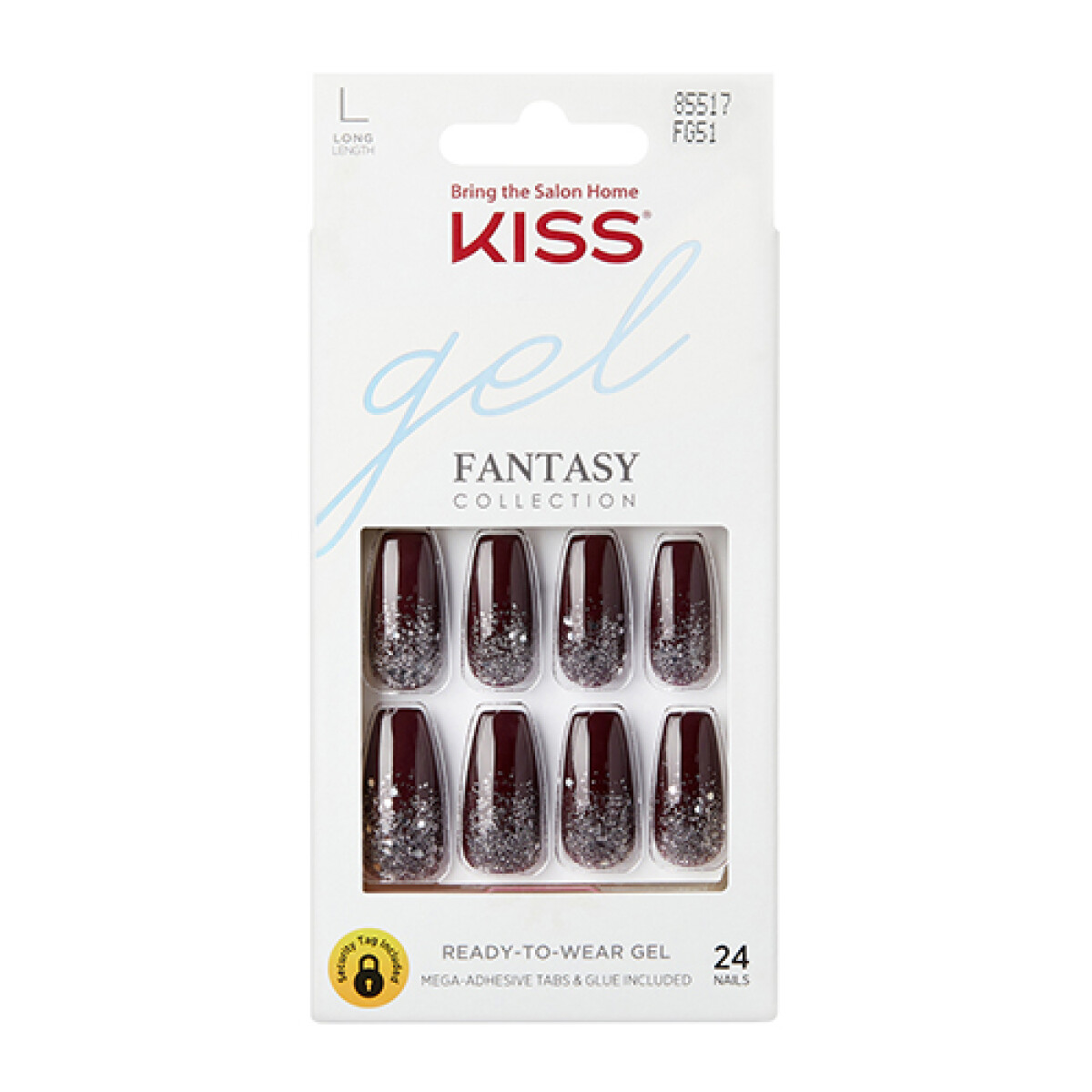 Nuevas uñas postizas Kiss oferta limitada! - Bordó y brillo plateado 