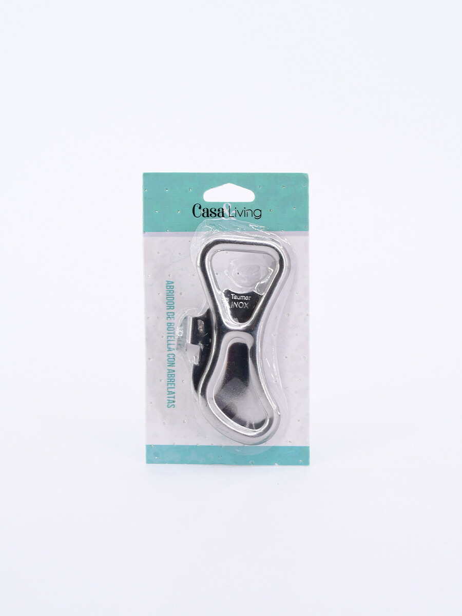 ABRIDOR DE BOTELLA CON ABRELATAS - PLATEADO 