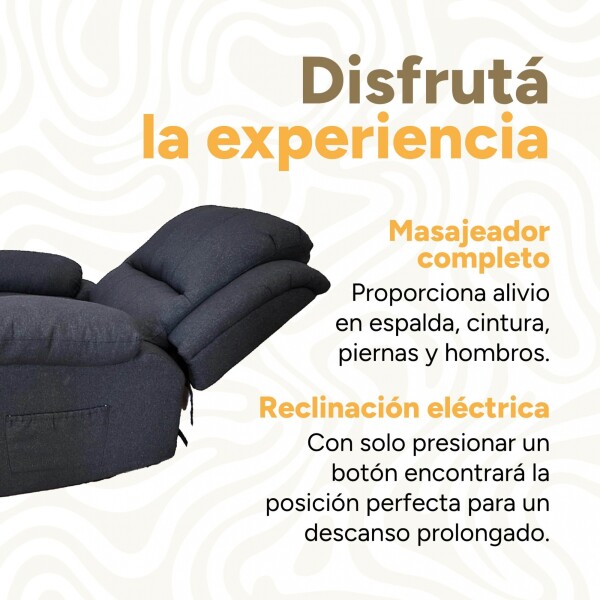 Sofá Sillón Poltrona Reclinable Masajeador Electrico Color Negro Tela