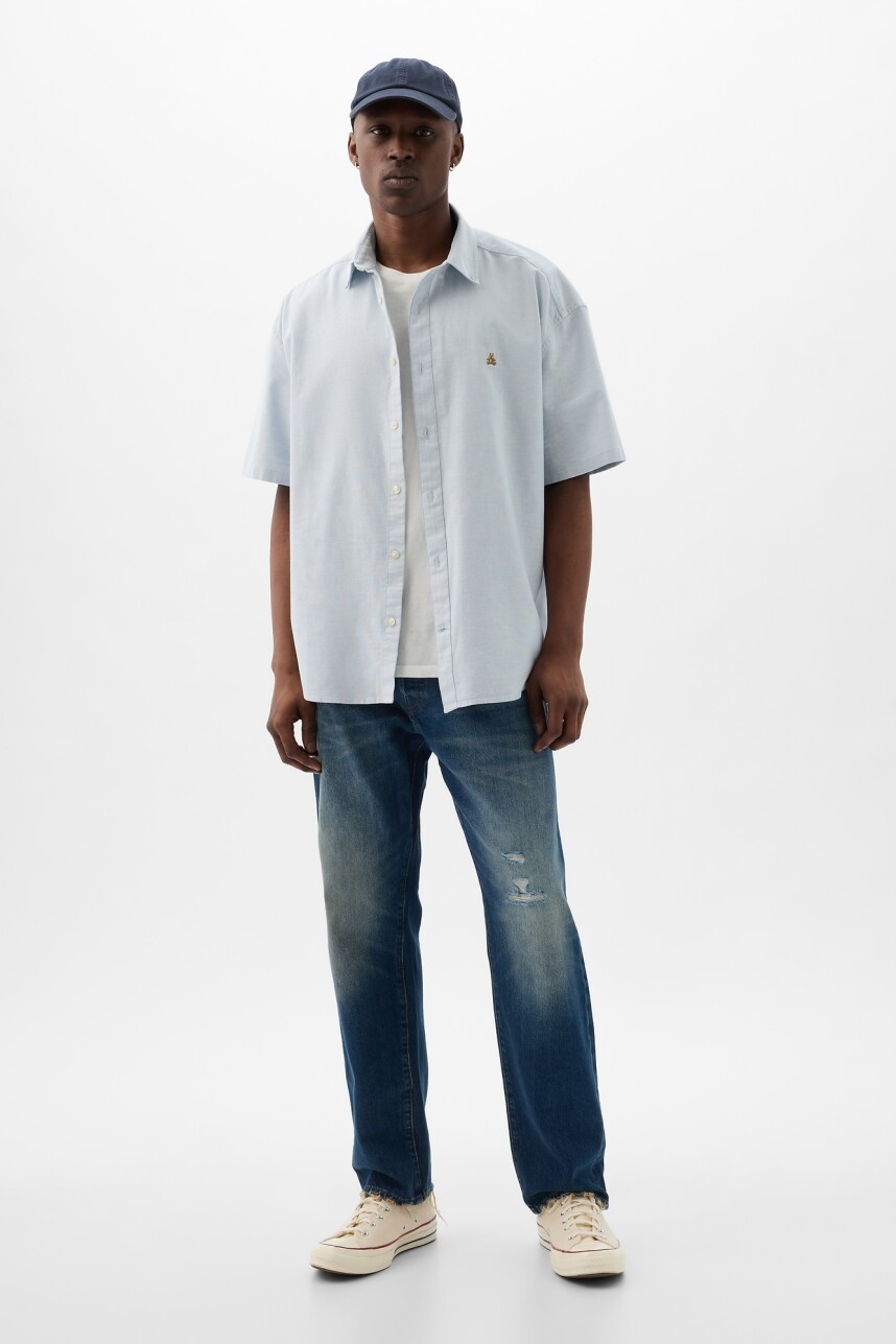 Camisa Manga Corta Oso Brannan Hombre Bleach Blue