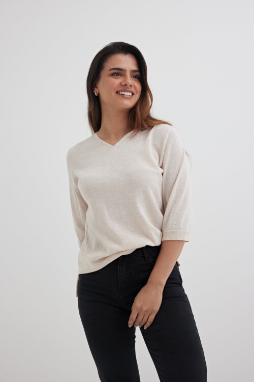 Sweater manga 3/4 BEIGE