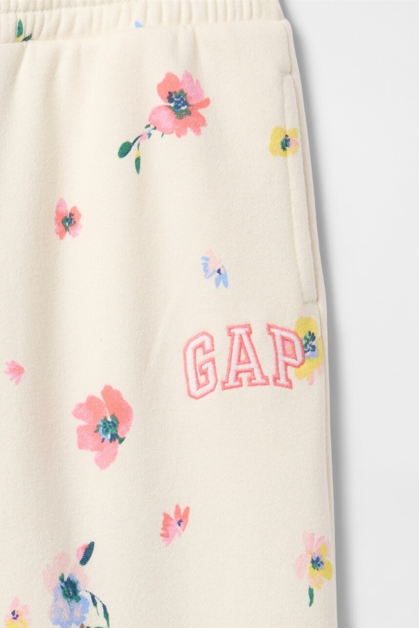 Pantalón Deportivo Wide Leg Logo Gap Niña White Floral Print