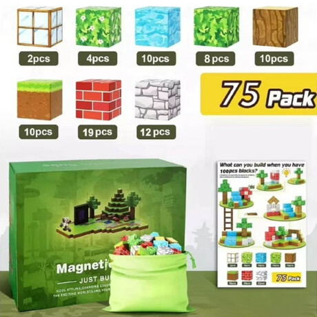 Juego De Bloques Magnéticos 75p Cubos Novedad Minec Juego De Bloques Magnéticos 75p Cubos Novedad Minec