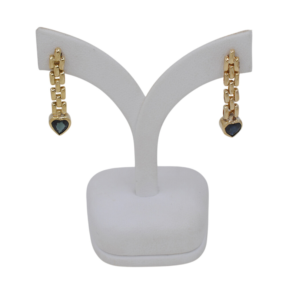 Caravanas en oro 18k amarillo y zafiros con forma de corazón Caravanas en oro 18k amarillo y zafiros con forma de corazón