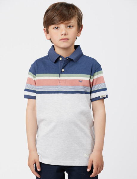 REMERA POLO RAYADA Gris