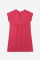 Vestido manga corta con detalle en broderie ROJO