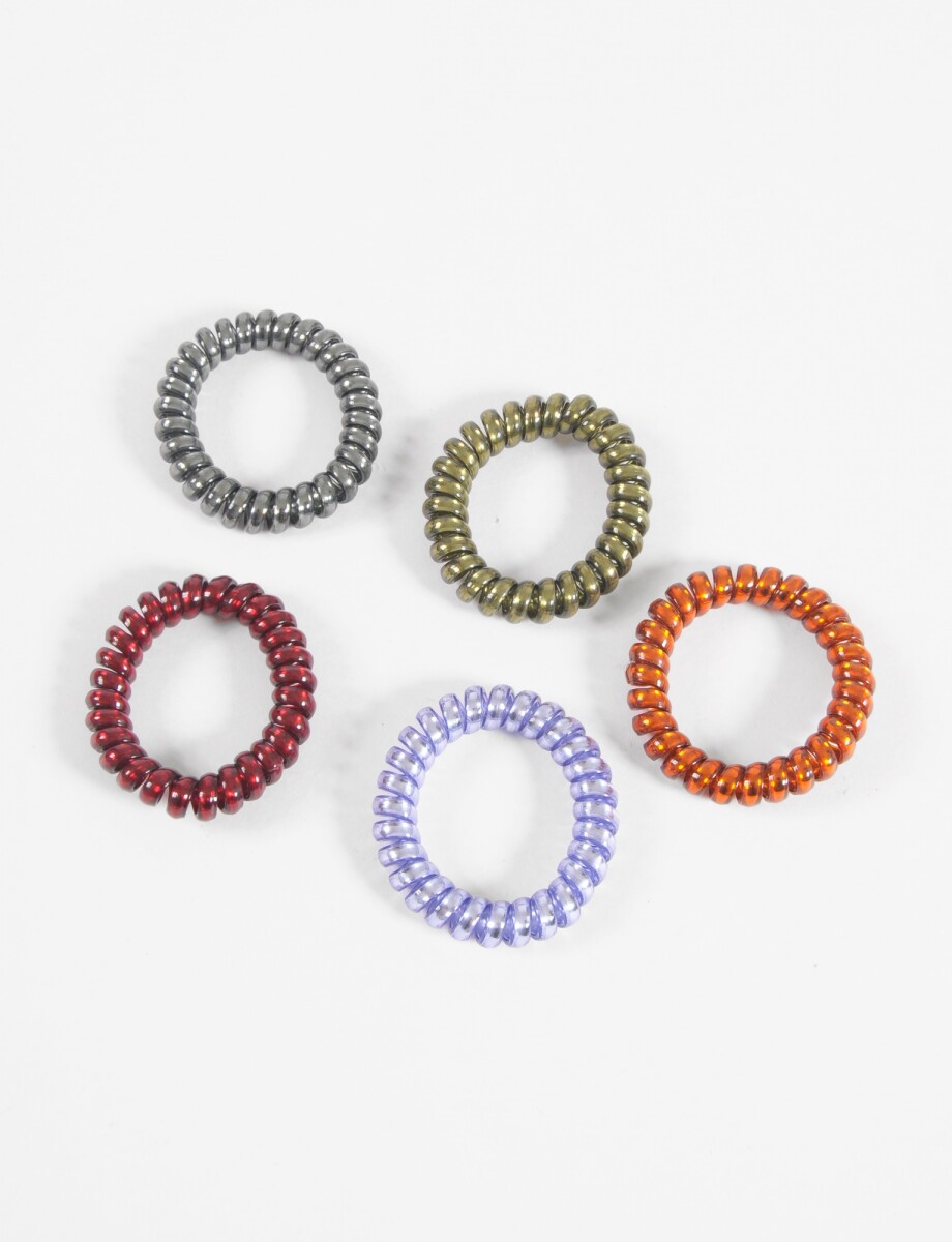 Set de 5 gomitas elastico shinny - multicolor 