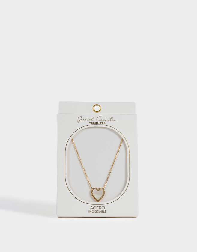 Cadena Corta con Dije Premium Silver Cadena Corta Con Dije Corazón - Dorado