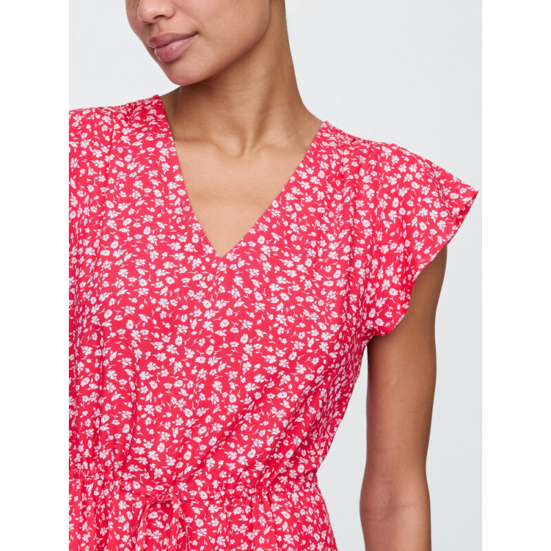 V-OPP SS TIE WAIST MINI HOT PINK FLORAL