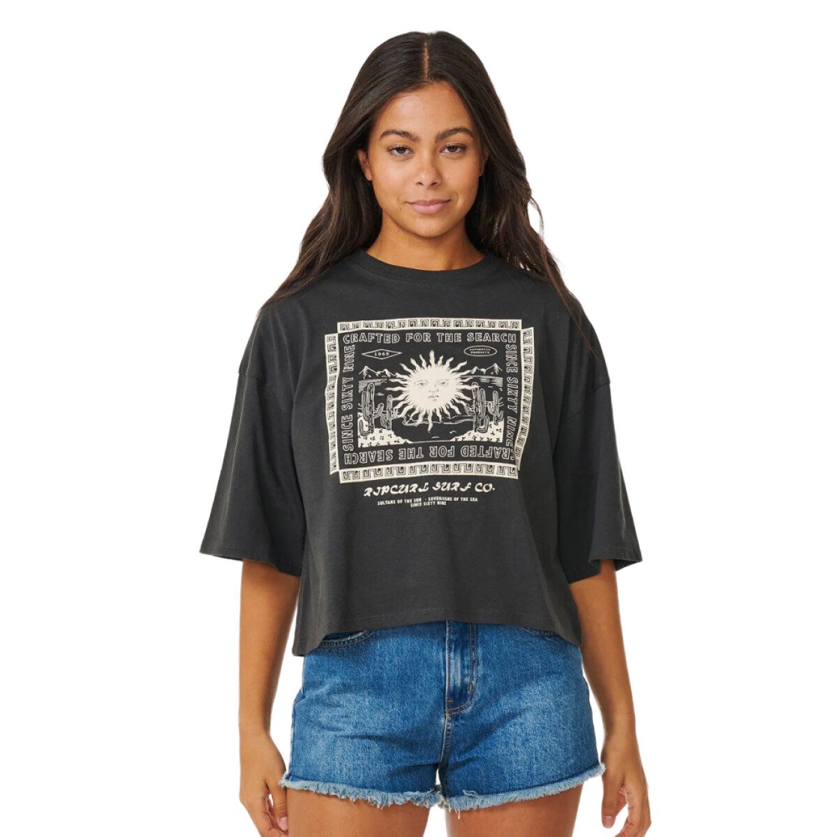 Remera MC Rip Curl Crafted Heritage Crop Tee - Washed Black 