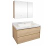 Mueble de baño suspendido Vip 80cm Oak mesa calacata con espejo botiquín 75 cm Vip Oak Mueble De Baño Suspendido Vip 80cm Oak Mesa Calacata Con Espejo Botiquín 75 Cm Vip Oak