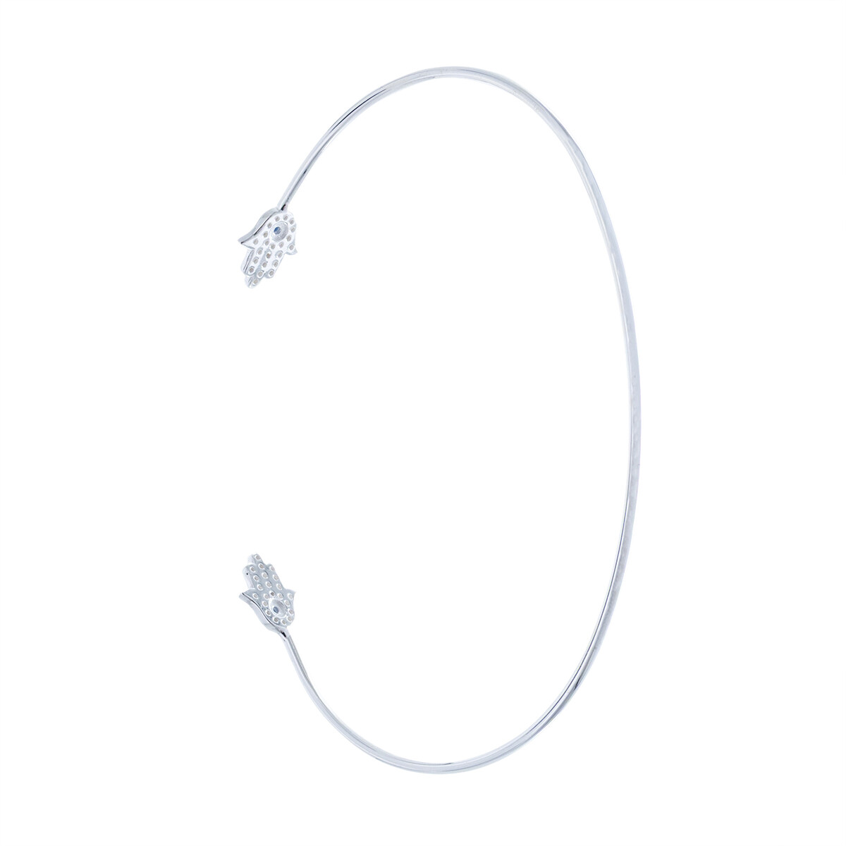 Esclava de plata 925 con circonias, MANO DE FATIMA. 