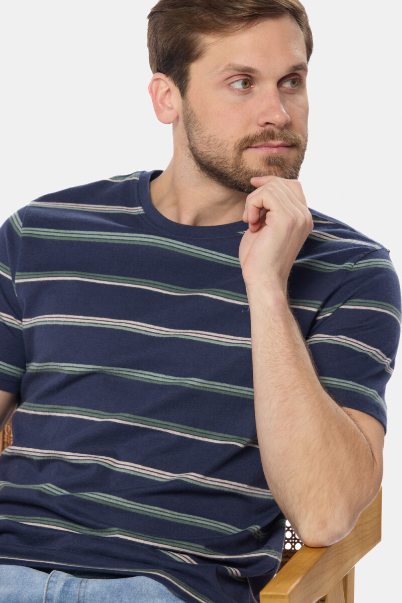 REMERA RAYADA - Azul 