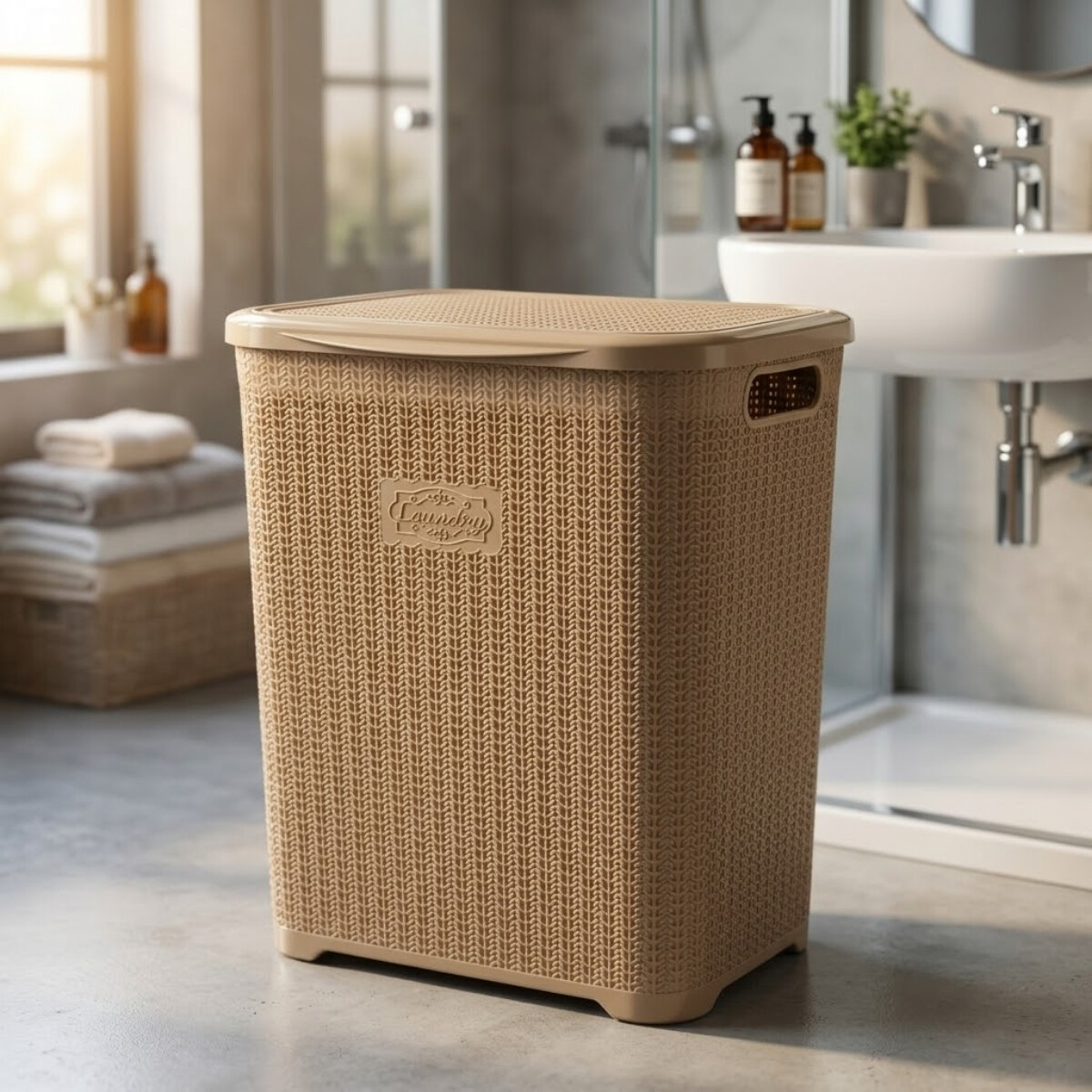 Canasto organizador para ropa 45lts - MARRON CLARO 