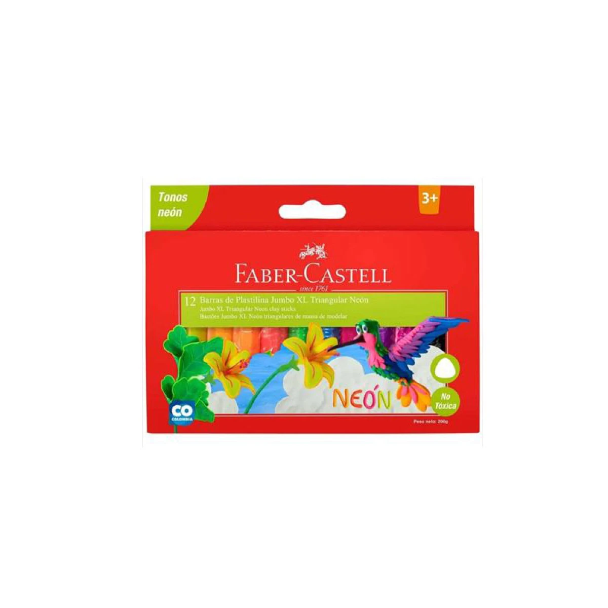 Plasticina FABER CASTELL Jumbo XL Triangular X12 Unidades 200Grs 