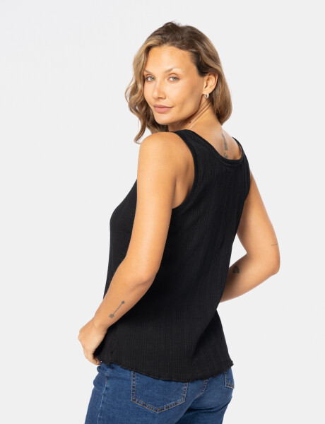 MUSCULOSA RIB CON BOTONES Negro
