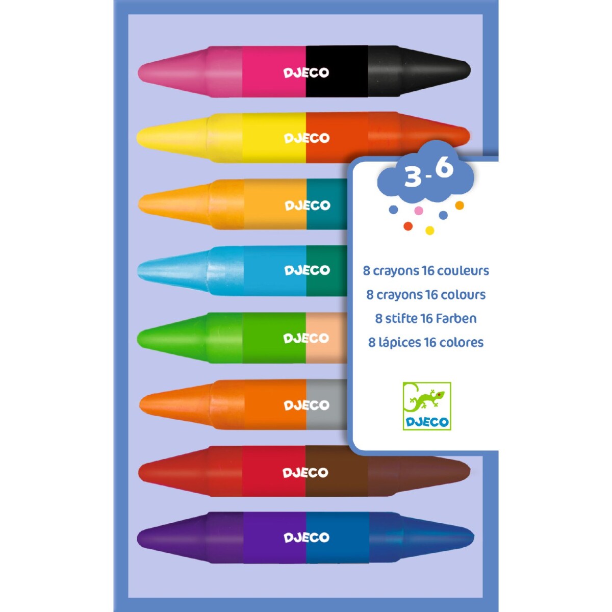 Set x8 crayones de cera de dos colores 