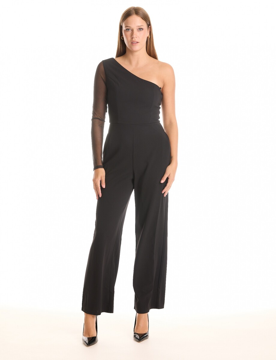 Enterito Crepe Premium & Manga Mesh - Negro 