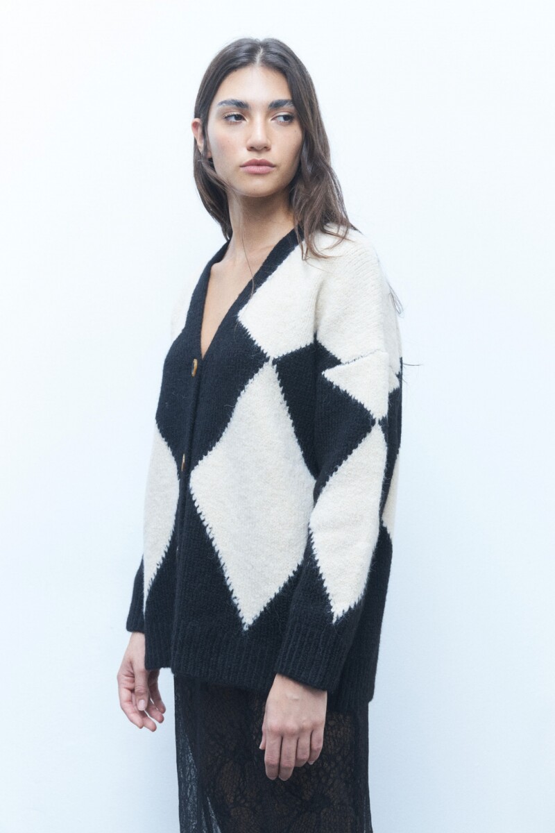 Cardigan rombos negro