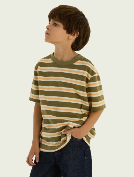 CAMISETA BÁSICA A RAYAS MULTICOLOR