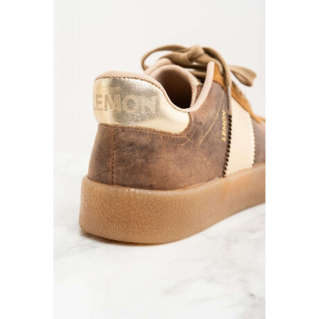 Zapatilla Cuero Combinada Marron