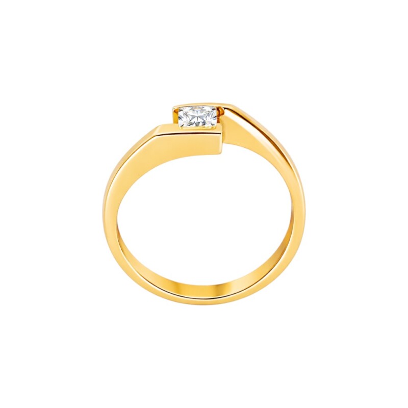 Anillo Solitario cuadrado-Oro bajo-Piedra zirconia-AN8021 conpiedra