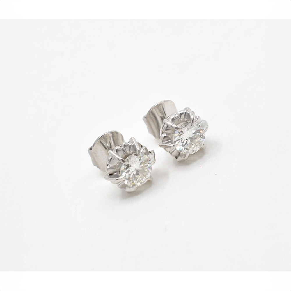 Caravanas En Oro 18K Blanco Y Brillantes 1.20 Ct Caravanas En Oro 18K Blanco Y Brillantes 1.20 Ct