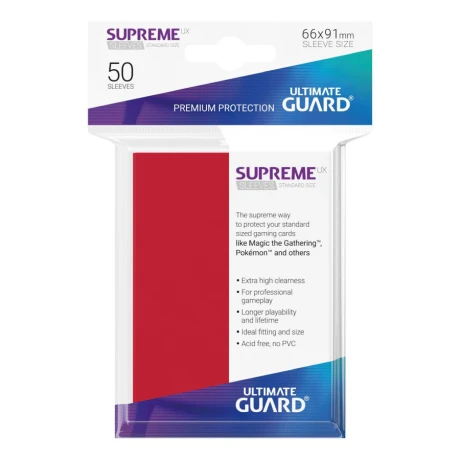 Ultimate Guard Supreme UX - 50 Sleeves Standard Size - Red Ultimate Guard Supreme UX - 50 Sleeves Standard Size - Red