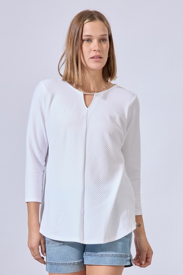 Blusa Ribs Escote Metal BLANCO