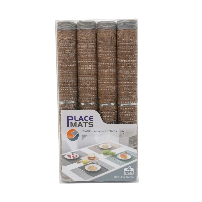 SET INDIVIDUAL RECT MARRON COMB 30X45CM 4PZAS Unica
