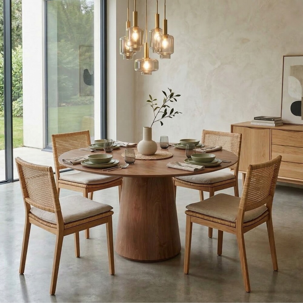 Mesa de Comedor Zara 1.2 Redonda - Línea Manhattan Marrón