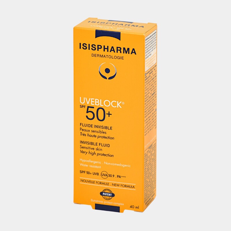 PROTECTOR SOLAR FACIAL ISISPHARMA UVEBLOCK INVISIBLE SPF 50+ 40 ML - MUY ALTA PROTECCION PIELES SENSIBLES PROTECTOR SOLAR FACIAL ISISPHARMA UVEBLOCK INVISIBLE SPF 50+ 40 ML - MUY ALTA PROTECCION PIELES SENSIBLES