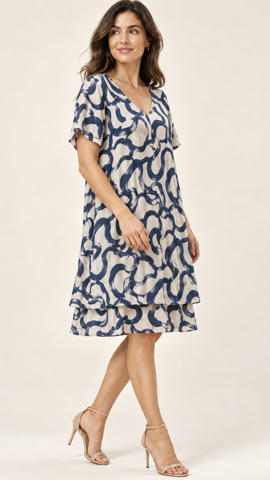 VESTIDO LUAN ESTAMPADO BEIGE-AZUL