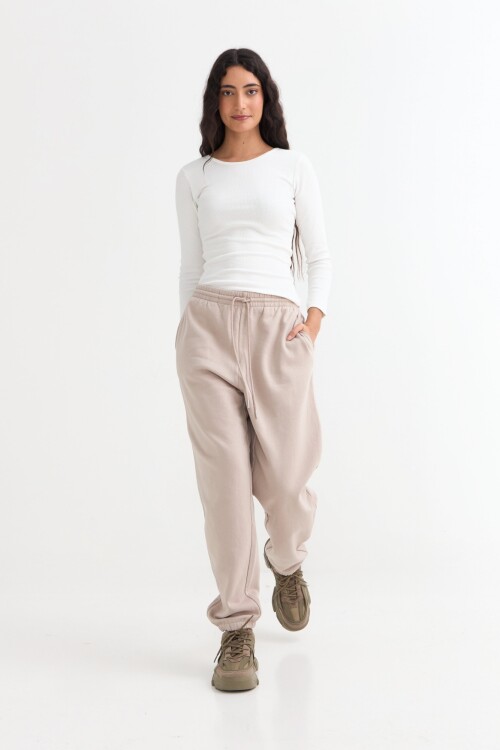 Pantalón jogger felpa BEIGE
