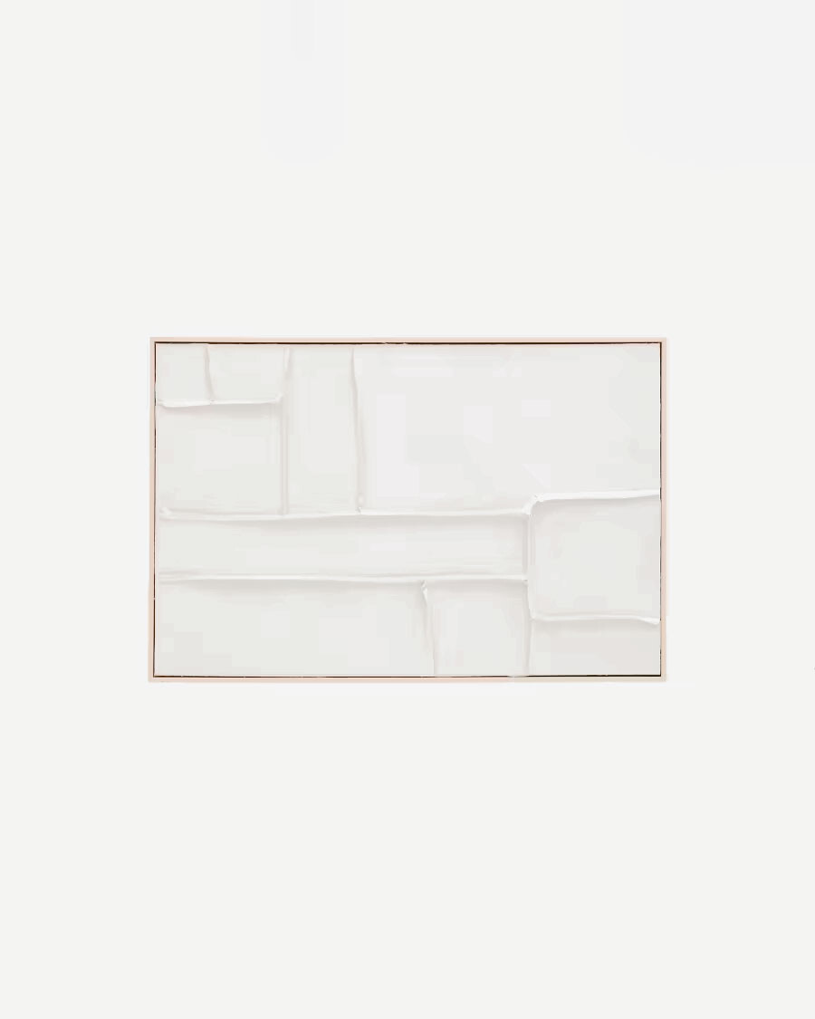 Cuadro Klis de lino con formas geométricas blanco 60 x 90 cm