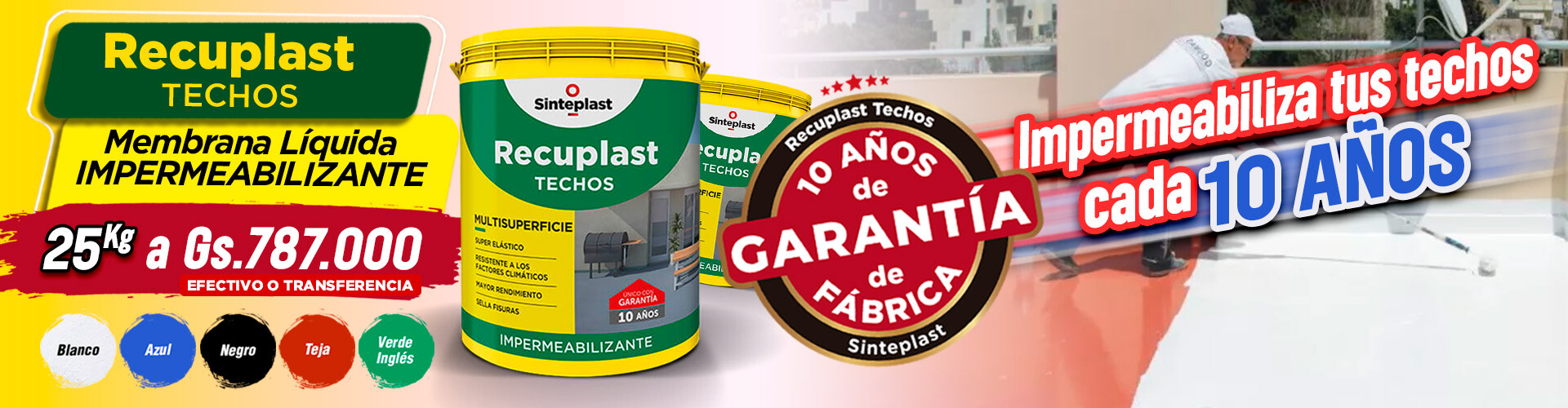 Recuplast techos impermeabilizante 10 años de garantía
