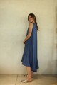 Vestido Folk Long SS24 Azul Piedra