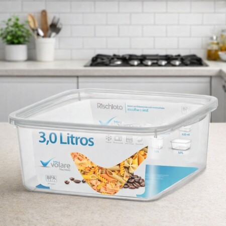 Pote Vianda Alimentos Cuadrado Volare 3 litros Pote Vianda Alimentos Cuadrado Volare 3 litros