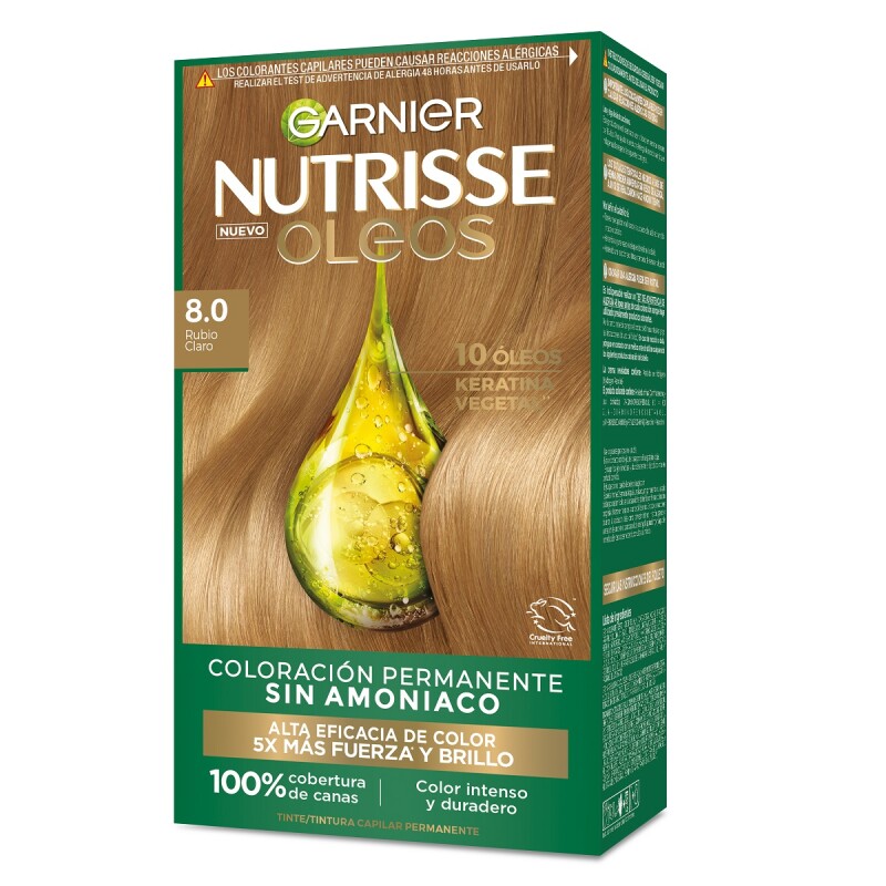 Tinta Garnier Nutrisse Oleos N°8.0 Rubio Claro Tinta Garnier Nutrisse Oleos N°8.0 Rubio Claro