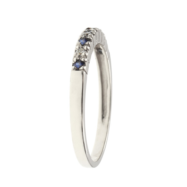 Anillo Alternancia de oro blanco 18k con zafiros y brillantes Anillo Alternancia de oro blanco 18k con zafiros y brillantes