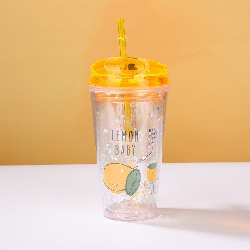 Vaso De Plástico Doble Capa Tapa Abatible - Frutitas - 500ml Vaso De Plástico Doble Capa Tapa Abatible - Frutitas - 500ml