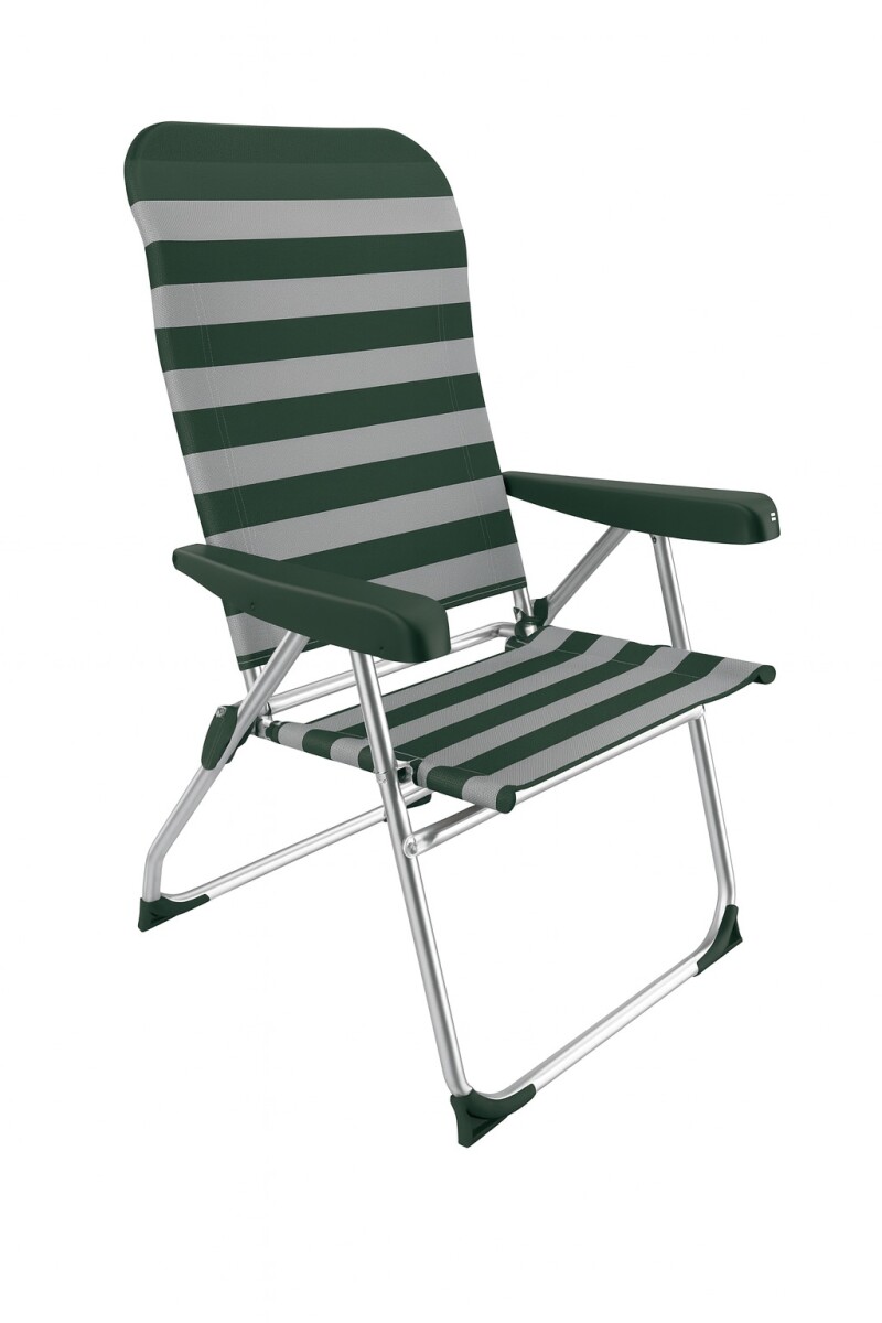 Silla de Playa Aluminio Respaldo Alto Color VERDE Rayas 