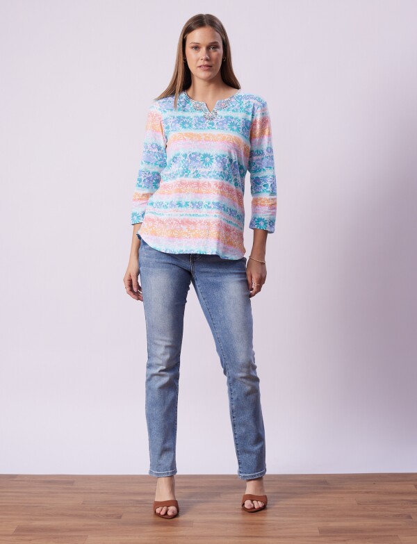 Blusa Algodon Tachas MULTI/VERDE